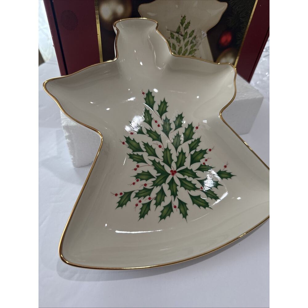 Lenox Holiday Dimension Angel Shape Open Candy Dish New 9 Inch